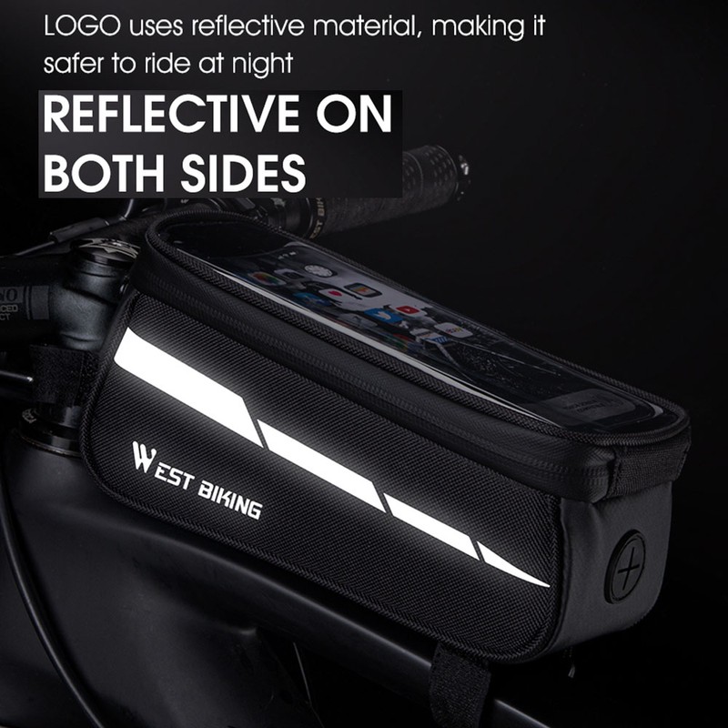 1L Bicycle Bag Reflective Bike Frame Fronttube Bag Touchscreen Mobilephone