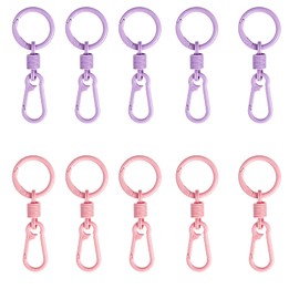 10-Pack Zipper Clips Anti Theft, Double Opening Spring Carabiner Locks for Backpack Purse Luggage, Zinc Alloy Security Clips (Pink+Purple)