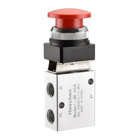 Heschen Pneumatic Short Red Flat Mechanical Valve JM-06A 3 Way 2 Position PT1/4" Connector Normally Closed