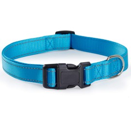 Reflective Dog Collar with Buckle Adjustable Safety Nylon Collars for Small Medium Large Dogs, Blue S