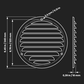 Repa Market 8 Inch (Opening Dimensions) Air Vent Covers/Black Galvanized Steel Return Air Grille/AC Vent Cover/Wall or Ceiling HVAC Registers Grilles & Vents for DIY & Home Improvement