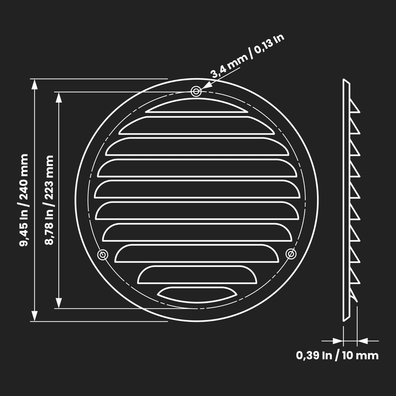 Repa Market 8 Inch (Opening Dimensions) Air Vent Covers/Black Galvanized