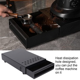 Stainless Steel Coffee Knock Box Drawer With Non Slip Feet, Rubber Lever Coffee Machine Drawer For Household Shop Knockbox With Drawer Coffee Knockout Drawer(Black)