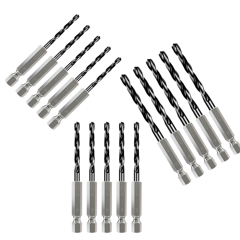 FOCMKEAS 1/4 Inch Hex Shank Drill Bit Set 15PCS(3mm-5mm), Black