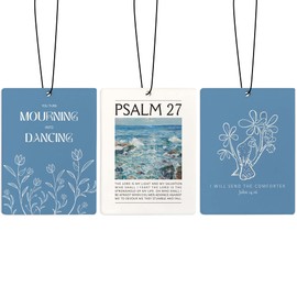 ZFQ Blue Floral Christian Car Air Freshener, Bible Verses Air Freshener Hanging 3 Pcs for Cars Closet Drawer or Books, Religious Christian God Car Accessories Mirror Decor for Women
