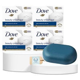 Original Beauty Soap Bars Multipack 4x90g with Portable Soap Dish Tray and Lid - Moisturising Bath Soap Bar for Soft, Smooth Skin, Gentle Body Soap for Face, Body, & Hands, Soap Bar for Daily Use