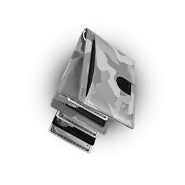 Kings Loot Slim Minimalist Leather Wallet for Men RFID Blocking | Mens Wallet Bifold | 12 Card Holder Front Pocket Wallet, Camo White, Premium