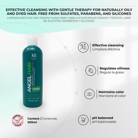 Kashia Beauty. Shampoo Angel Hair. Moisture necessary for your hair to look healthy and young. Purifies, strengthens, revitalizes and protects hair. Without sulfates, phosphates and parabens. 500ml.