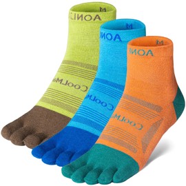 OrrinSports Toe Socks Coolmax Running Socks for Men Women 3 Pairs Athletic Breathable Five Finger Socks