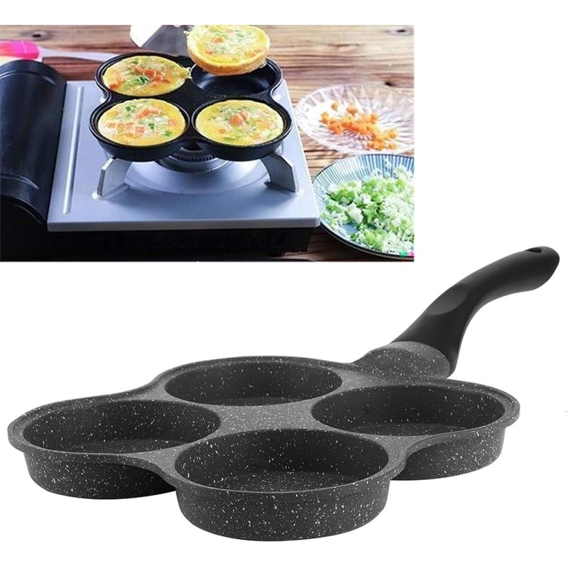 4-Cup Non-Stick Aluminum Egg Pan – BPA-Free Coating for Healthy