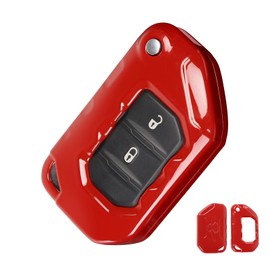 Key Fob Cover Case Protector Fit for Jeep Wrangler JL JLU Gladiator JT 2018-2025 (Red)