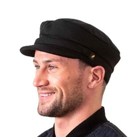 Hatman of Ireland Skipper Mariner Cap Traditional Melton Wool Hat for Men (US, Alpha, X-Large, Navy)