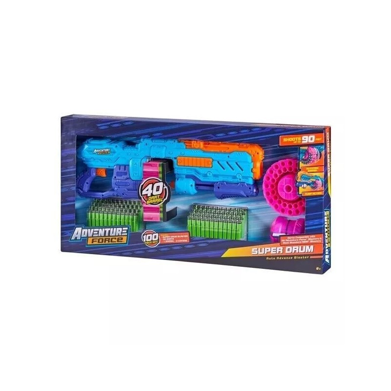 ADVENTURE FORCE SUPER DRUM DART BLASTER *DISTRESSED PKG