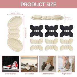 Sekonow 12 Pairs Heel Pads for Shoes Too Big, Anti Slip Heel Inserts Grips Cushions for Loose Shoes, Heel Liner Protectors Filler Make Shoes Smaller Prevent Blister for Women Men (0.24in Thick)