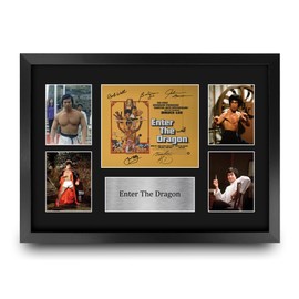 HWC Trading Enter the Dragon Geschenke Geducktes Signiertes Autogramm Präsentationsdisplay für Fans von Film Memorabilien - A3 Gerahmt