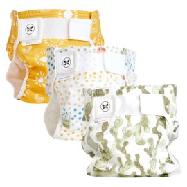 Honest Hybrid Cloth Diaper Covers with Pocket-Sling, Large (22-40 lbs), Stops Nighttime Leaks, Use with Boosties Disposable Diaper Pad or Reusable Insert, 3 Pack of Cotton Muslin Covers