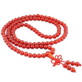 TUMBEELLUWA 6mm Stone Beads Bracelet for Women and Men, 108 Mala Prayer Beads Necklace for Unisex Elastic, Carnelian