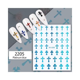 Generic Cross Nail Sticker Gold Silver Black White Nail Decals Jo2205 Blue Nail Wraps Stickers Manicure Supplies for Women Nails Full Long Lasting Easy Apply and Remove
