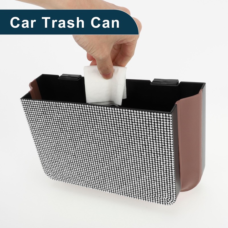 TUCKBOLD Car Trash Can Portable Front Seats Trash Bin White