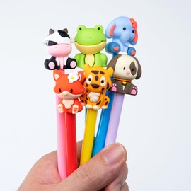 DMIGHT Cute Safari Animals Cartoon Gel Black Ink Pens,Random Kawaii Writing Pens,Assorted Styles Pens for School Office Home Student Kids Present (24)