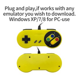 COIORVIS usb Snes Controller Wired Controller for Switch, USB controller for PC Emulator Game, Mobile Controller for NES wired Joypad Game for Windows(Yellow)
