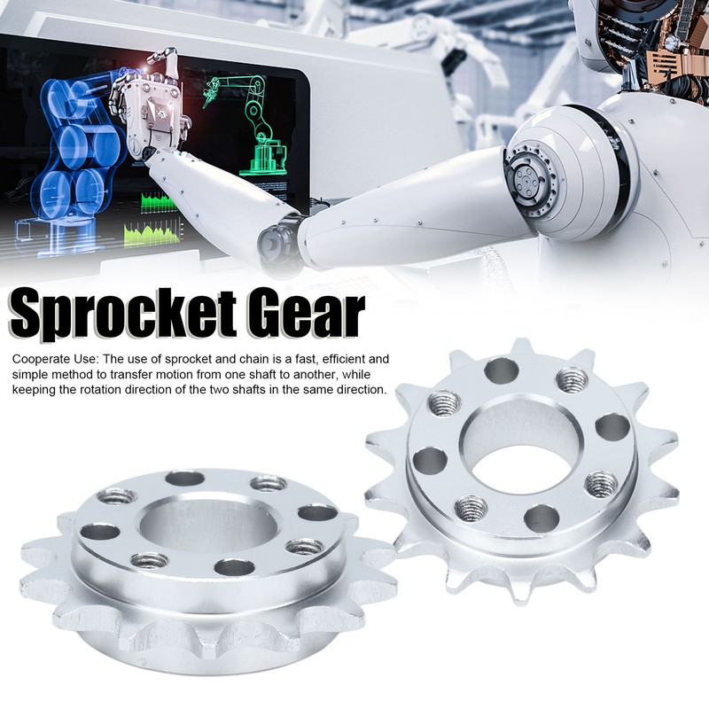 2Pcs Sprocket Gear Aluminum Anodic Oxidation Gears for Robots Machinery