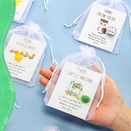 Set of 75 Employee Appreciation Gifts – Bulk Thank You Coworker Favors with Funny Animal Pun Cards (Ducks, Stars, Whales, Turtles & Owls) | Durable Resin & Quality Materials