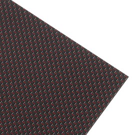 sourcing map Carbon Fiber Sheet 250x100x3mm 3K Carbon Fiber Board with Metallic Threads Plain Weave Glossy Surface Laminate Plate Panel for Automotive, Cars, RC Models, Drones, DIY, Red