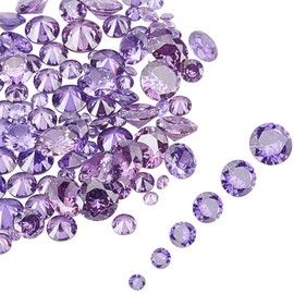 PH PandaHall 120pcs 6 Sizes CZ Stones Faceted Cabochons Cubic Zirconia Stone Loose for Earring Bracelet Pendants Jewelry DIY Craft Making, Purple, 2.5/3/4/5/6/7mm