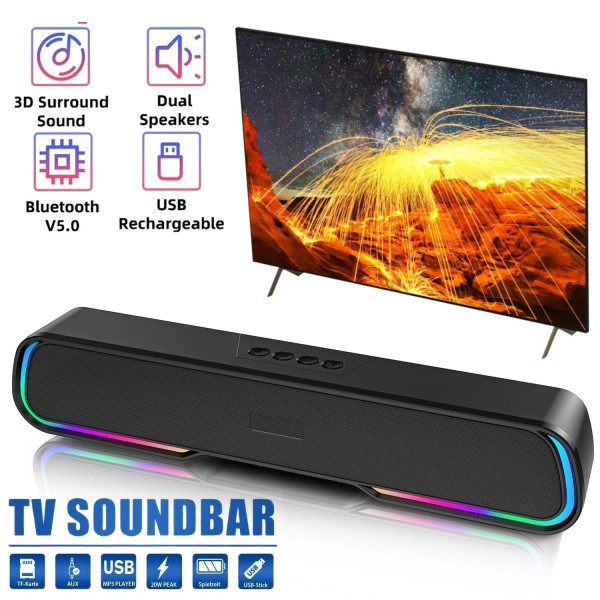 Universal Wireless Surround Sound Bar 4 Speaker System BT Subwoofer