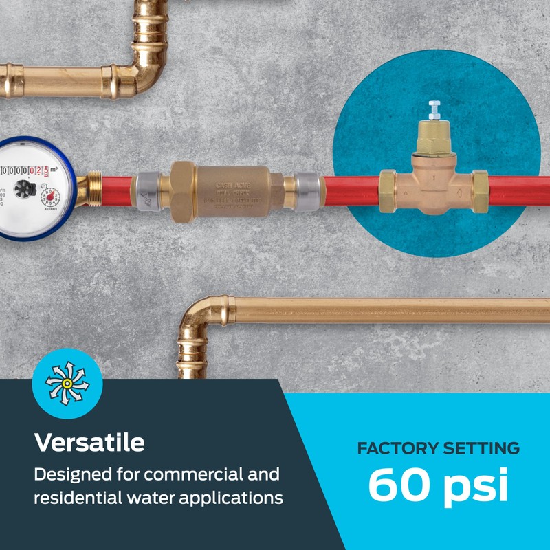 Cash Acme EB45 Pressure Regulating Valve, Double Union, 1 Inch