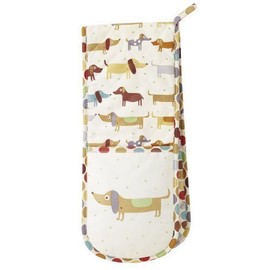 Chien en Coton motif à pois motif teckel Gant de Cuisine Double
