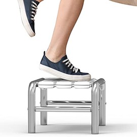 SAFETY+BEAUTY 9in Heavy Duty Metal Step Stool, Rustproof Stainless Steel Constructed, 300lbs Support, Corrosion Resistant for Lifetime Use, Chrome