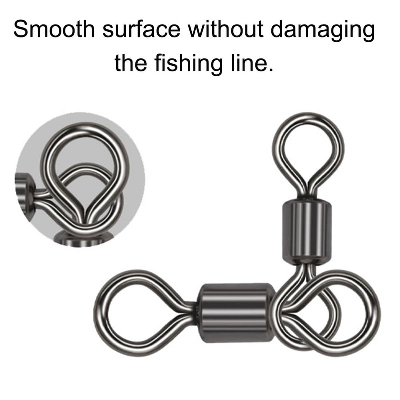 TopHomer 50Pcs 3 Way Swivel Barrel Swivel Catfish Swivels Hook