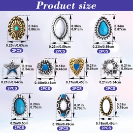 HINZIC 20Pcs Western Nail Charm, 10 Styles 3D Vintage Turquoise Daisy Nail Art Rhinestones Blue Marble Gems Jewel Accessories for Acrylic Nails Women Valentines Wedding Prom Decorations