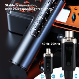 Yinker XLR Microphone Wireless Transmitter Receiver 1 to 1 UHF Wireless Microphone for Dynamic Microphone Condenser Microphone 50 m for Singing / Public Speaking