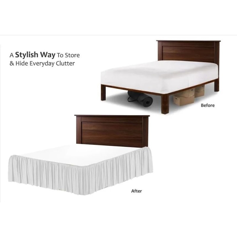 SlumberWell Queen Bed Skirt with Split Corners, Soft Microfiber, 12