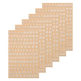 sourcing map 6 Sheets Letter Resin Stickers 3D Small A to Z Silver Mini Alphabet Sticker Metallic Sparkle Alloy Uppercase for Resin Nail Scrapbooking 4.5mm