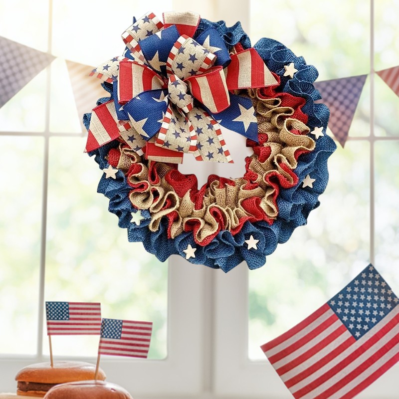 4th July Wreath Patriotic Wreath Independence Day Wreath for Front