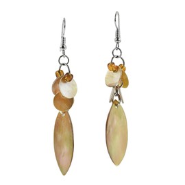 AeraVida Casual Beachy Bronze Mother of Pearl & Fashion Beads Cluster Dangle Earrings