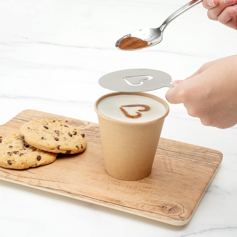 Restpresso Stainless Steel Coffee Decorating Stencil Set - Includes 8