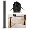 Muzata Black Corner Cable Railing Post 36 Inch 36"x2"x2" T-drilled
