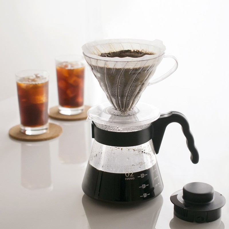 Hario 4977642020955 Einsteigerset Kaffee 4 teilig, Glas, 600 milliliters, schwarz,
