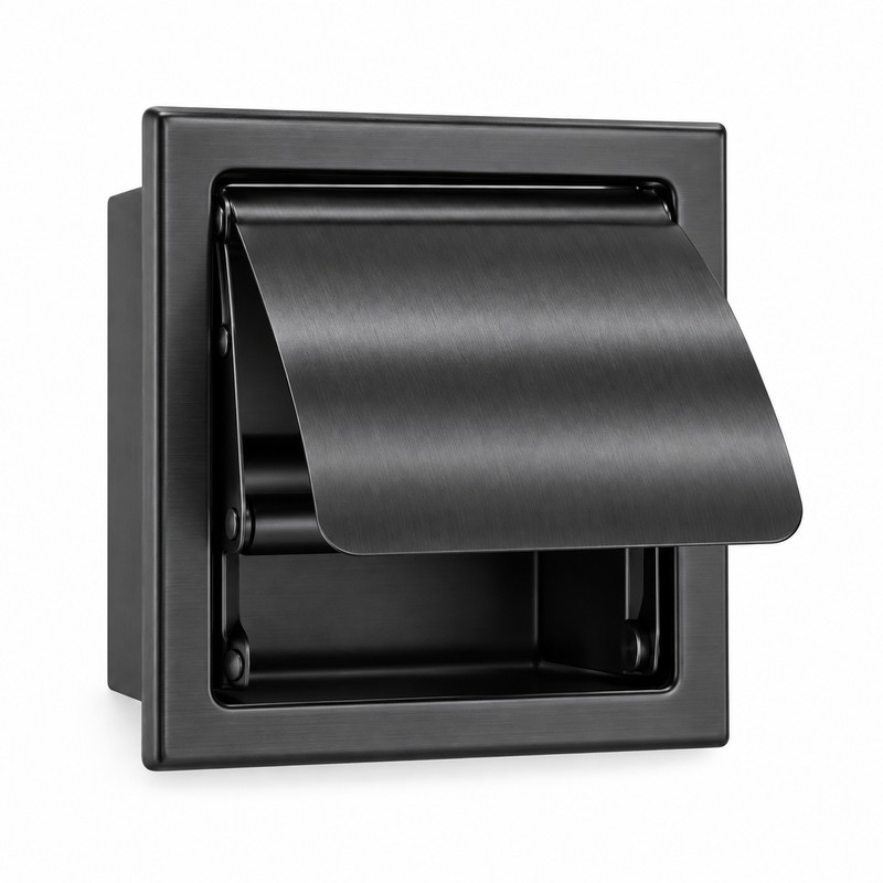 304 Stainless Steel Toilet Paper Holder – Waterproof Black Wall-Mounted
