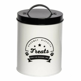 Pet Treat Jars/Canisters Park Life Designs 2.25 Qt. Medium Treat Canister | Gourmet Biscuits (White)