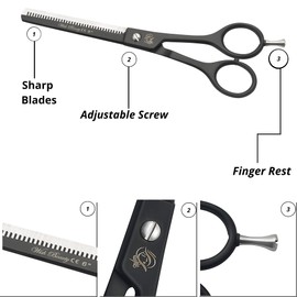 Professional Hairdressing Scissors Barber Salon Hair Cutting Sharp Razor Shear (Black Thinning Scissor 6")