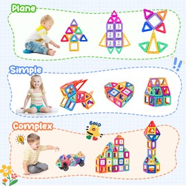aaczly Magnetic Tiles for Kids 82PCS Magnetic Building Blocks Magnets for Kids Construction Toys Learning STEM Educational for 3+ Years Old Boys Girls Christmas Birthday Gifts