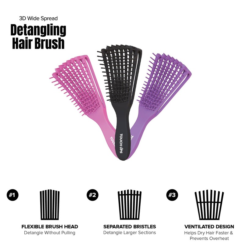 TouchDown Paddle Brush Flexible Bristle Wet or Dry Damp Styling