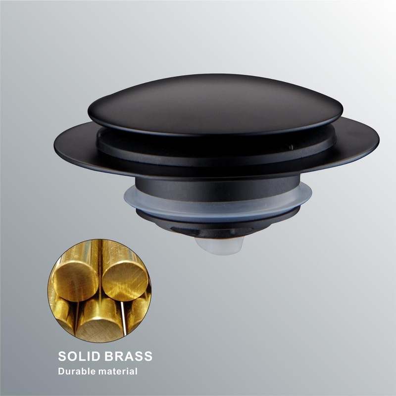 Matte Black Tub Drain Stopper, Hidrop Pop Up Universal Tub