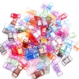 50 Pack Assorted Clear Colorful 3/8" Curve Contoured Side Release Buckle for Parachute 550 Paracord Bracelet Pets Collar Strap Webbing Sewing Accessories FLC003